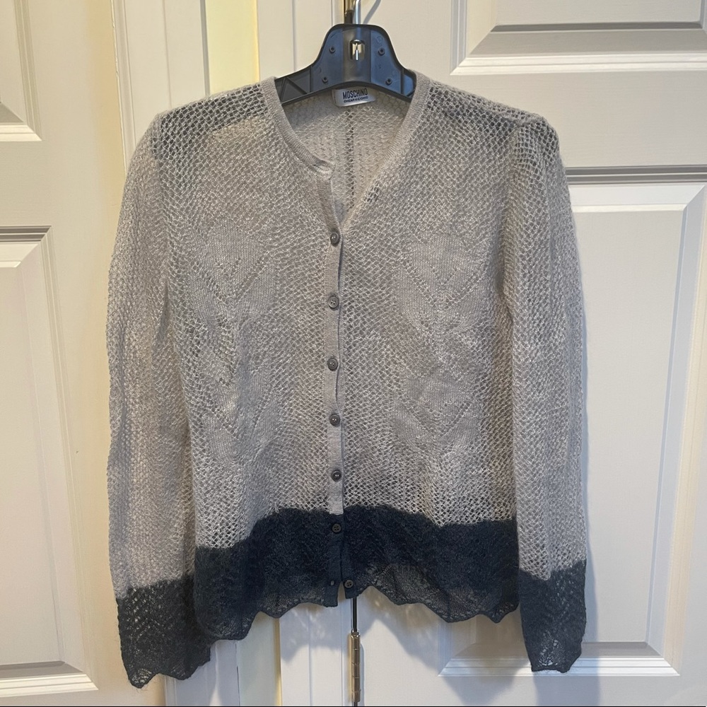 Moschino RARE VINTAGE Grey Mohair Wool Cardigan